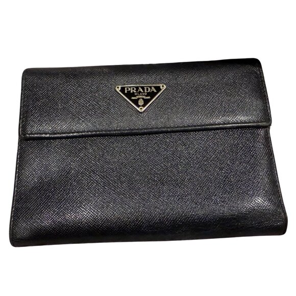Prada Saffiano Leather Trifold Wallet Preloved - Picture 1 of 6